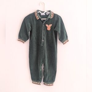 Vintage Green Dog Corduroy Outfit Green 12 Month